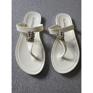 Call It Spring JCP White Jelly Thong Slide On Shoes Size 8